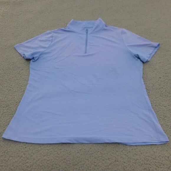 Ibkul Shirt Womens Large 1/4 Zip Polo Golf Short Sleeve Blue Wicking - Picture 1 of 8